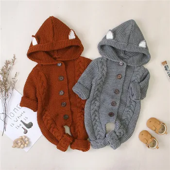 2020 Cald Iarna bebe Solid Salopetă băieți Copii haine copii fete costum de Ansamblu copilul de îmbrăcăminte Tricotate costume 0-24M