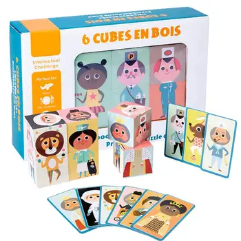 Lemn de Desene animate Expresie Bloc Montessori Jucărie Non-toxice de Învățământ Devreme Inteligență Joc Meci de Jucarii Pentru Copii