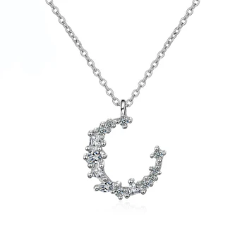 Nunta de Cristal Seturi de Bijuterii pentru Mirese la Modă Argint 925 Placat Neregulate Luna Pandantive Coliere Stud Cercei Set