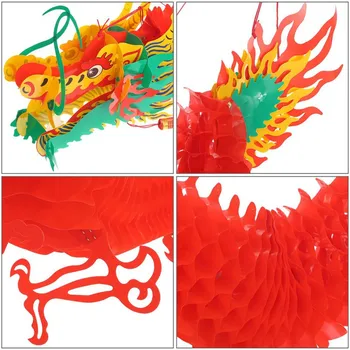 Fierbinte 3D Dragon Chinezesc Anul Nou Ghirlanda Agățat de Artă de Hârtie Ornament Cu Ciucure Tradiționale Norocos Banner Decor Acasă