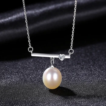 Knobspin Argint 925 Perle De Apă Dulce De Nunta Inima Pandantiv Colier Pentru Femei De Înaltă Carbon Diamant Bijuterii Fine