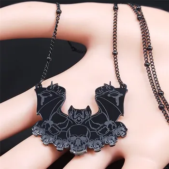2021 Moda Gotic, Vampir Craniu Oțel Inoxidabil Coliere Femei Culoare Negru Colier de Lanț de Bijuterii bijoux femme N4222S03
