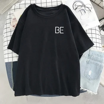 Laamei 2021 Vara Litera T-Shirt Femei Casual Cu Maneci Scurte Bottom Pierde O-Gât Streetwear Coreean Pulover Femei Top Tricou