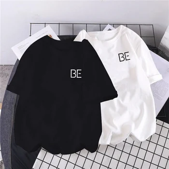 Laamei 2021 Vara Litera T-Shirt Femei Casual Cu Maneci Scurte Bottom Pierde O-Gât Streetwear Coreean Pulover Femei Top Tricou