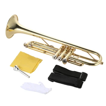 Ammoon Trompeta Bb Plat Alamă de Aur-pictat Rafinat Durabil Instrument Muzical cu piesa Bucală Mănuși Curea Caz