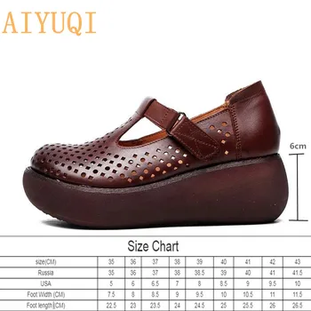 AIYUQI Femei sandale platforma pantofi pene 2020 nou din piele femei sandale fund gros vintage,femei sandale casual plat