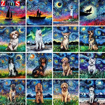 Diamant Pictura Câine Kit Cruce Cusatura Broderie Plină Piața de Gaurit Set de Animale DIY Mozaic Decor Acasă