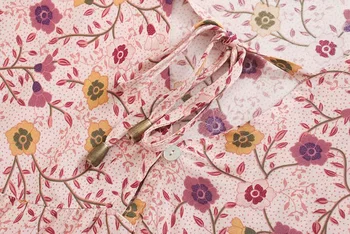 2020 BOHO Siret până V gâtului Camellia Roz imprimeu Floral Jumătate Maneca Rochie Retro Îmbinat Plisata Mini Rochii Scurte de Vacanță Vestido
