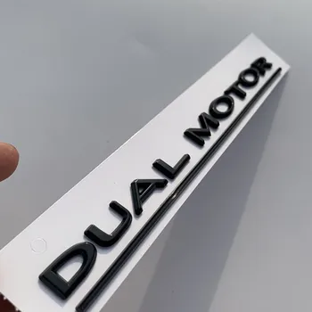 DUAL MOTOR Litere Subliniate Emblema Accesorii pentru Tesla Model 3 de Înaltă Performanță Portbagaj Insigna Autocolant Auto Chrome Negru