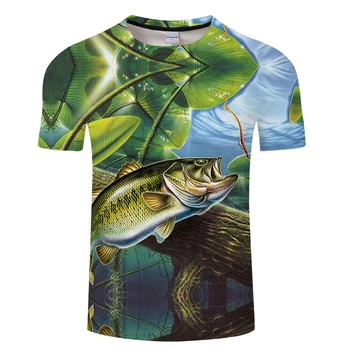 2018 nou stil casual Digital pește 3D Print t camasa Barbati Femei tricou de Vara cu Maneci Scurte O-gât Topuri&Tricouri Asiatice dimensiune T-shirt