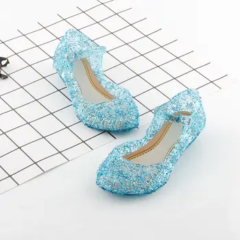 Copii Fete De Vară Cristal Sandale Printesa Congelate Jeleu Cu Toc Înalt Pantofi De Printesa Frozen Elsa Petrecere Cosplay Pantofi De Dans