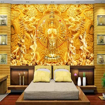 Beibehang Personalizat tapet 3d Bună aur buddha Avalokitesvara de perete de hârtie, perete de fundal pictura decorativa
