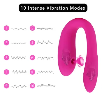 Suge Penis artificial Vibratoare Jucarii Sexuale pentru Femei punctul G, Clitorisul Stimulator cu Control de la Distanță ușor de Purtat Chilotei Vibrator U Forma Sexo