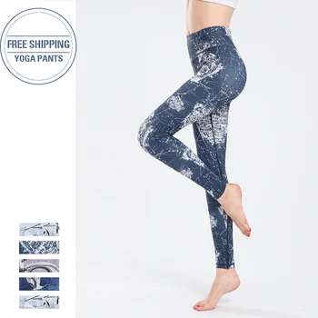 De înaltă Talie Pantaloni de Yoga pentru Femei Fitness Sport Jambiere Dungi de Imprimare Elastic sală de Gimnastică Antrenament Colanti S-XL Rulează Pantaloni