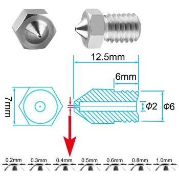 Imprimanta 3D Duza,16 Piese din Oțel Inoxidabil Imprimantă 3D Duze 0.2 Mm,0.3 Mm,0.4 Mm,0.5 Mm,0.6 Mm,0.8 Mm,1.0 Mm Extruder Nozzle P