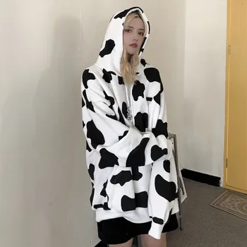 Femei Vaca Imprimate Pulover Maneca Lunga, Hanorac cu Glugă Drăguț Bluza Haine de Iarna Femei Streetwear Sudaderas