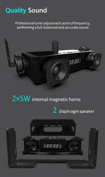 4 In 1 Ceas cu Alarmă Inteligent de Înaltă Tehnologie Portabil 10W Încărcare Rapidă Wireless Bluetooth Speaker/FM Radio cu Ceas Deșteptător Decor Acasă