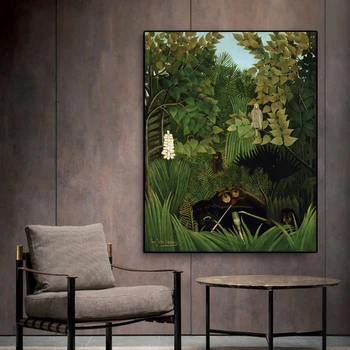 Panza Pictura Abstractă Modernă Peisaj Verde, Ulei De Arbore De Tablou De Henri Rousseau Poster Cuadros Poze De Perete Pentru Camera De Zi
