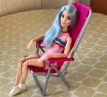 2018 Nou Roz Scaun Pliabil Scaun Lounge Scaun de Plajă Frumoasă Casă de Jucărie cu Accesorii in Miniatura Papusa Mobila Pentru Papusa barbie