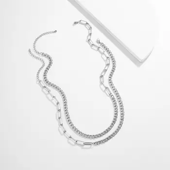 SHIXIN 2 Buc Separabile din Oțel Inoxidabil Lanț Colier pentru Femei Stratificat Asimetrie Cravată Colar Colier pe Gât Bijuterii 2020