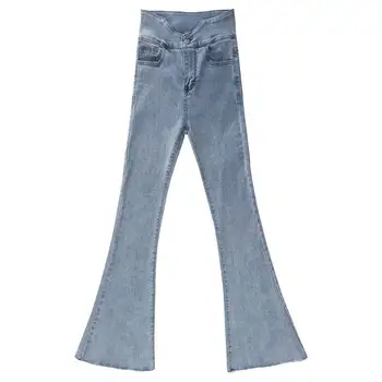 Noua Moda Casual Femei Vintage Flare Jeans Stretch Denim Pantaloni Doamnelor Talie Înaltă Rachete De Semnalizare Pantaloni Casual U Talie Boot Cut Pantaloni