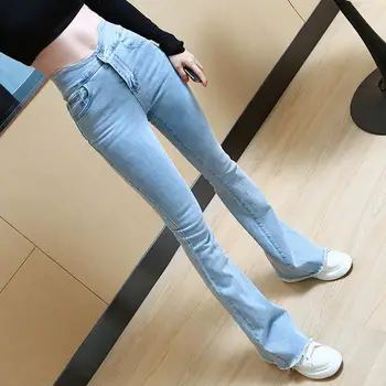 Noua Moda Casual Femei Vintage Flare Jeans Stretch Denim Pantaloni Doamnelor Talie Înaltă Rachete De Semnalizare Pantaloni Casual U Talie Boot Cut Pantaloni