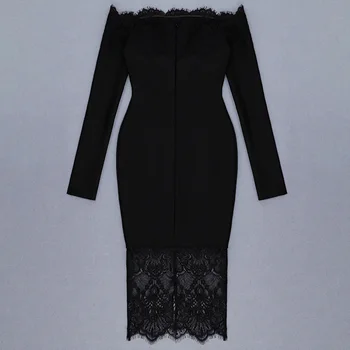 En-gros de vară 2020 femei rochie din dantela Neagra cu maneca lunga Bodycon Rochie de celebritate boutique cocktail rochie bandaj