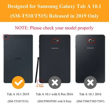 360 de Rotație Caz pentru Samsung Galaxy Tab 10.1 2019 T510 T515 Flip Stand Piele PU de Acoperire SM-T510 Wifi SM-T515 LTE Fundas Cazuri