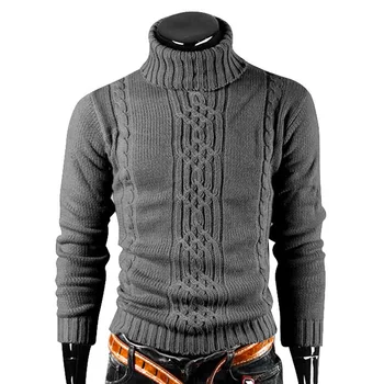 Iarna cald high-gât pulover barbati retro casual barbati pulovere jachete barbati Slim culoare solidă tricot pulovere pulovere