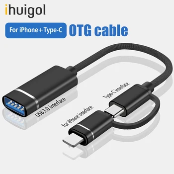 Ihuigol 2 in 1 Pentru iPhone de Tip C USB, Cablu OTG Camera Adaptor Convertor de Date U Disc pentru MacBook Pro Samsung pentru iPad IOS 13