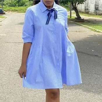 Femei Tricou Vrac Rochie Mini cu Maneca Jumătate din Africa de Moda cu Papion Guler Doamne de Birou Casual Elegant de Mari Dimensiuni Nou Trend