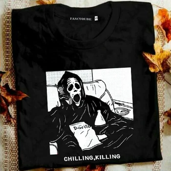 Punk Gotice Tricou Femei de Moda Casual T-shirt-uri Fantoma de Halloween Refrigerare Uciderea Scrisoare de Imprimare Maneci Scurte Tee Topuri Haine