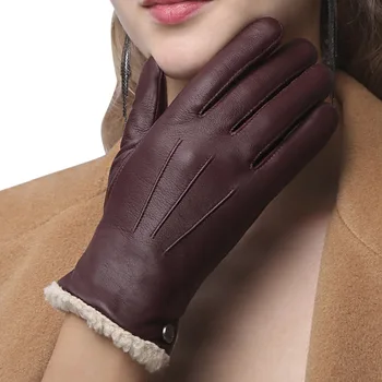 De înaltă Calitate din Piele pentru Femei Mănuși de Toamna Iarna Plus Catifea Moda Slim Mână de Cald Mănuși de piele de Oaie de sex Feminin NW181-55