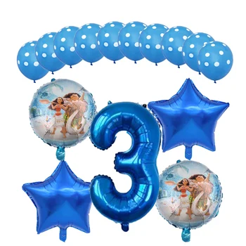15 buc/lot Moana baloane 32 inch albastru Numărul de balon moana temă petrecere de aniversare decorare jucării pentru copii Aer globo fete băiat de cadouri