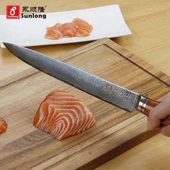 Sunlong Feliere Cuțite de 10 inch cuțit de Sushi Japonez Ciocan VG10 oțel Damasc File de Cuțit Mâner de lemn de Trandafir