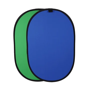 Top Oferte 100cmX150cm Pliabil din Nailon Oval Reflector 2 in 1 Albastru + Verde, Fundal, Bord Pliere Fundaluri