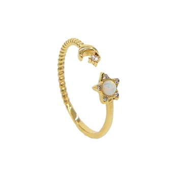 Promovarea Aur umplut de alamă de înaltă calitate bijuterii en-gros Moon star design Opal cz de culoare de Aur eleganta inel frumos pentru fata pentru femei