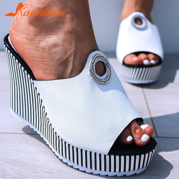 KARINLUNA Tocuri inalte 2020 Dungi INS Cristale de Agrement de Vară Casual, Sandale Femei Platforma Papuci Pantofi