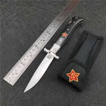 Rus Finka NKVD-KGB spirit EDC Manual de Pliere cuțit de Buzunar în alb și negru rășină se ocupe de 440C lama Finisaj Oglinda Camping în aer liber