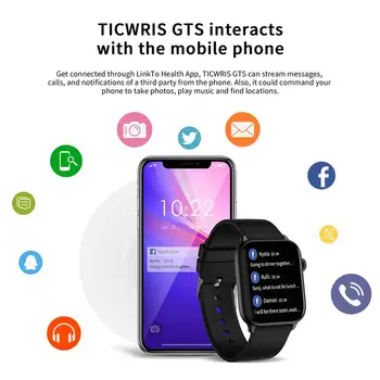 Noi TICWRIS GTS Bărbați Femei Bluetooth 4.0 Bratara Corpul în timp Real de Măsurare a Temperaturii de Ritm Cardiac Sport Impermeabil Ceas Inteligent