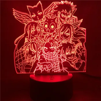 Anime FAIRY TAIL 3D Lumini de Noapte Iluzie Vizuală LED Schimbarea Noutate Lumina Lămpii FAIRY TAIL Telefon Inteligent de Control Cadouri