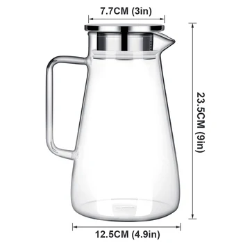 Sticlă rezistentă la căldură Carafă cu Capac din Oțel Inoxidabil Apă Fierbinte sau cu Gheață Ulcior 1.8 L Carafa cu Suc de Carafă Cocktail container