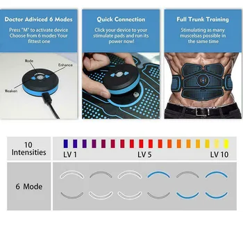 Bun, Sănătos, Inteligent Musculare Abdominale Centura Stimulator USB Reîncărcabilă pentru Fitness Acasa Brațul Talie