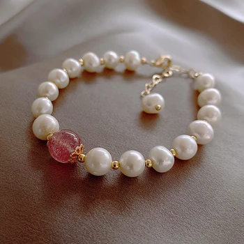 Uri Simple de zi cu zi delicată brățară reale perla capsuni cristal brățară bijuterii de calitate accesorii pentru femei 2020