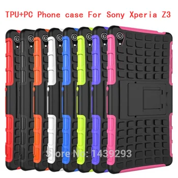 Pentru Sony Z 3 Silicon TPU Moale Capacul din Spate Caz Greu Stand Titular de Caz pentru Sony Xperia Z3 D6603 Coajă de Telefon Proteja Caz 7 Culori