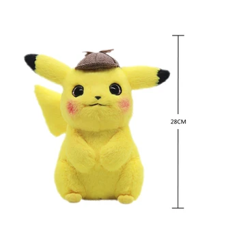 28CM Reale Pokemon Pikachu Jucărie de Pluș Detectiv Mult PAPUSA de Plus Peluche Monstru de Buzunar Figura de Acțiune Anime Model de Jucărie Pentru Copii