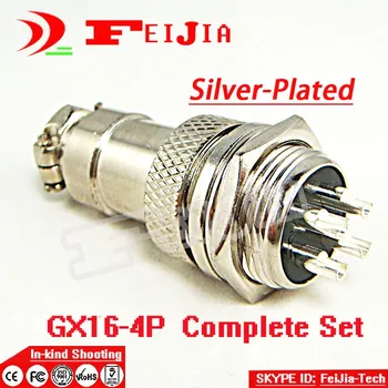10set/pachet 4 Pin 16mm [placate cu Argint] Tip Conector Panou kit GX16-4P Soclu+Plug,RS765 Aviației plug interfață de Cumpărături Gratuit