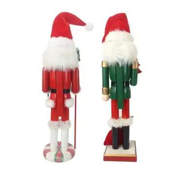 38CM Crăciun din Lemn Papusa spărgător de Nuci spargatorul de Nuci Santa Marionetă Desktop-Decorare Pom de Crăciun Pandantiv Ornamente Decoratiuni