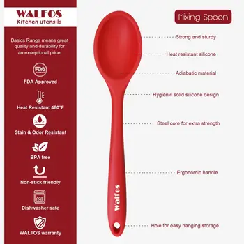 WALFOS Mari de Alimente Grad Silicon Lung Mâner Lingură de Supă Culoare Solidă de Copt Bucătărie Lingură de Silicon Tacâmuri, Ustensile de Accesorii