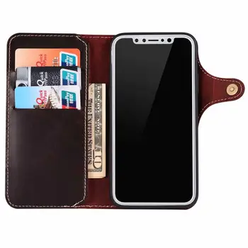De lux Vintage piele de Vacă Adevărată din Piele de Caz pentru iPhone 12 11 Pro XS MAX XR X 8 7 6 Plus Flip Wallet Card de Telefon de Afaceri geanta